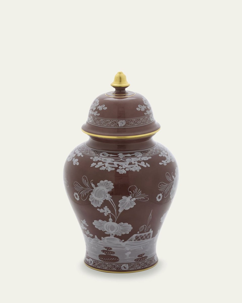 Oriente Italiano Potiche Lidded Vase, Castagna